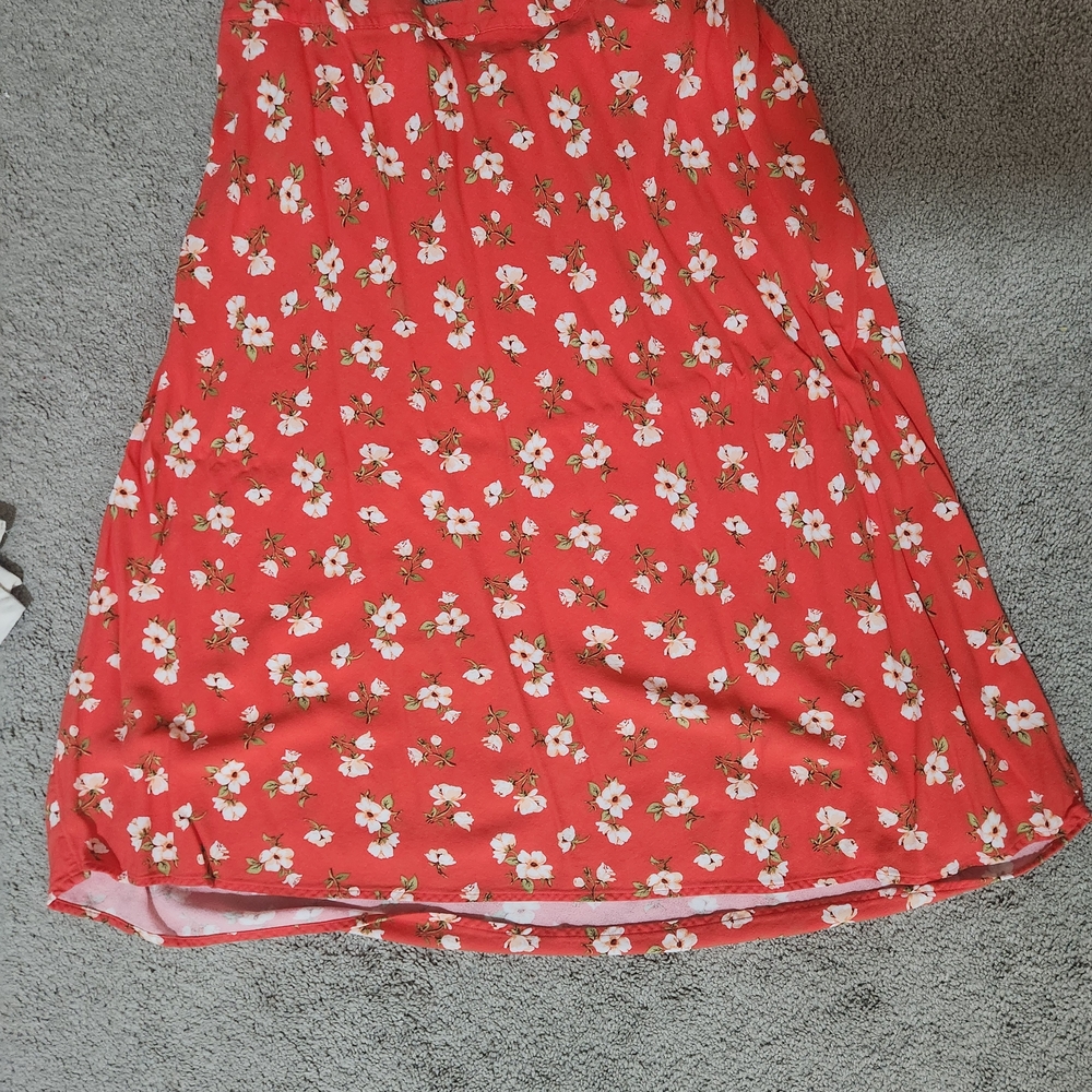Old Navy Red Floral A-Line Skirt